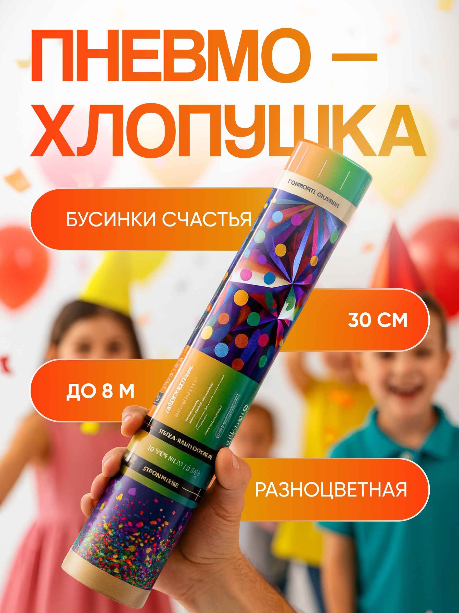 Хлопушка 30 см бусинки